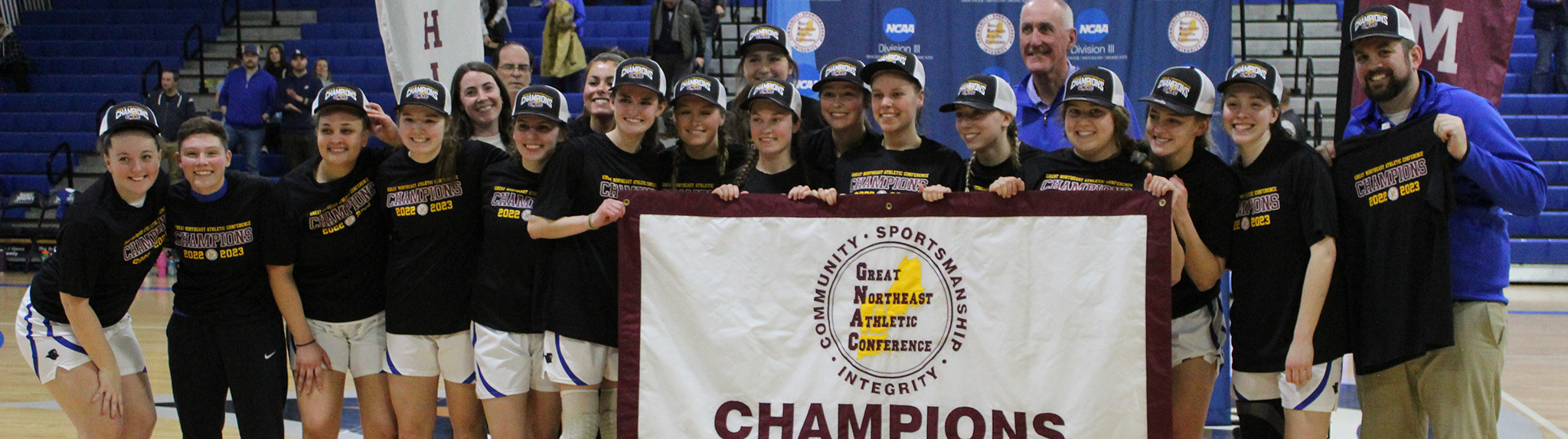 Women's basketball team win GNAC championship. Photo by Laurel Clace '25.