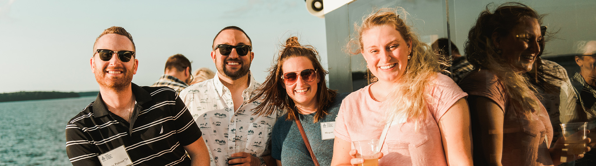 Alumni group on Alumni Cruise in Casco Bay