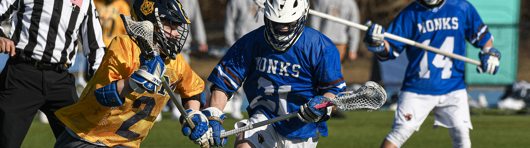 Men's lacrosse players during a game