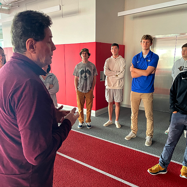 Sport and Recreation management students tour the track at the new balance center in Boston