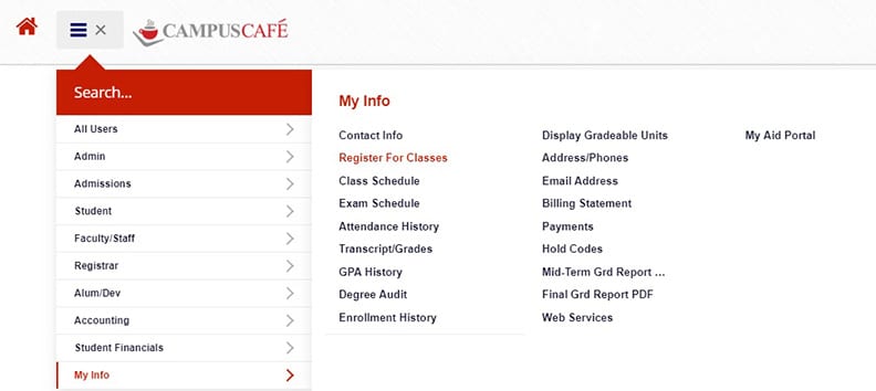 Screenshot of Step 2 for online course registration