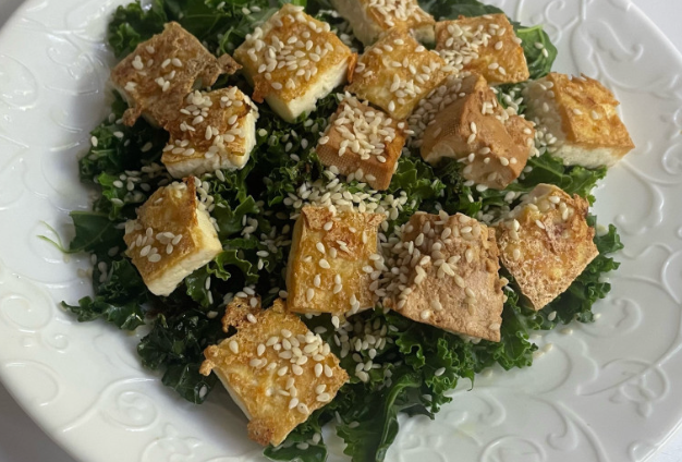 plate of leafy tofu