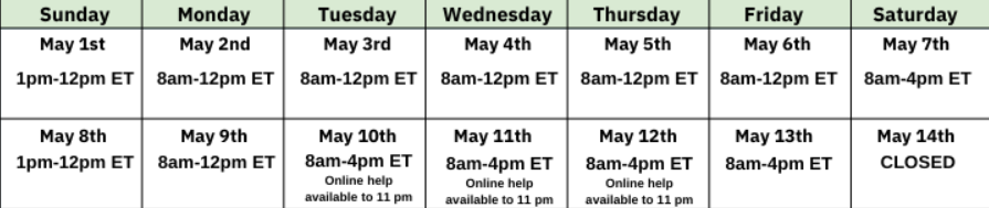 Library hours, spring finals week 2022