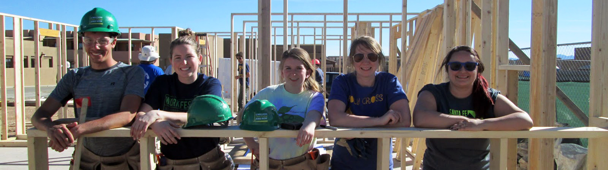 Students building a home during spring break workfest