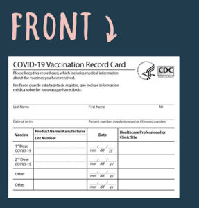 front of vaccine card